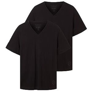 TOM TAILOR Herren 1037738 Doppelpack T-Shirt Mit V-Ausschnitt Aus Baumwolle, 29999 Black, XL EU TOM TAILOR Herren 1037738 Doppelpack T-Shirt Mit V-Ausschnitt Aus Baumwolle, 29999 Black, XL EU
