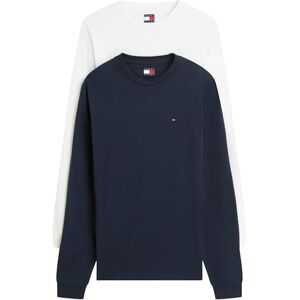 Tommy Jeans Herren 2er Pack Langarmshirts Slim mit Rundhalsausschnitt, Mehrfarbig (Ecru/Dark Night Navy), S Tommy Jeans Herren 2er Pack Langarmshirts Slim mit Rundhalsausschnitt, Mehrfarbig (Ecru/Dark Night Navy), S