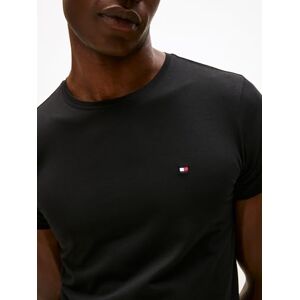 Tommy Hilfiger Herren T-Shirt Kurzarm Core Stretch Slim Fit, Schwarz (Black), XL Tommy Hilfiger Herren T-Shirt Kurzarm Core Stretch Slim Fit, Schwarz (Black), XL