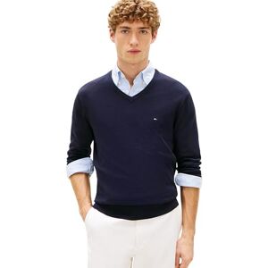 Tommy Hilfiger Herren Essential Cotton V Neck MW0MW42249DW5003 Pullover Sweater, Blau, M Tommy Hilfiger Herren Essential Cotton V Neck MW0MW42249DW5003 Pullover Sweater, Blau, M