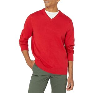 Amazon Essentials Herren V-Ausschnitt Pullover aus Baumwolle, Normale Passform, Rot, M Amazon Essentials Herren V-Ausschnitt Pullover aus Baumwolle, Normale Passform, Rot, M