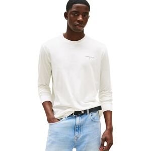 Tommy Jeans Herren Langarmshirt Slim Chest Linear aus Baumwolle, Weiß (Ecru), S Tommy Jeans Herren Langarmshirt Slim Chest Linear aus Baumwolle, Weiß (Ecru), S