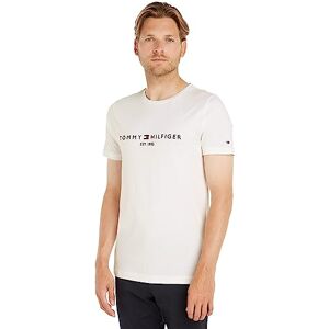 Tommy Hilfiger Herren T-Shirt Kurzarm Core Tommy Logo Rundhalsausschnitt, Weiß (Snow White), S Tommy Hilfiger Herren T-Shirt Kurzarm Core Tommy Logo Rundhalsausschnitt, Weiß (Snow White), S