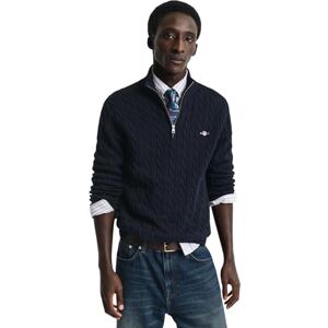 GANT Herren Cotton Cable Half Zip Pullover, Evening Blue, L EU GANT Herren Cotton Cable Half Zip Pullover, Evening Blue, L EU