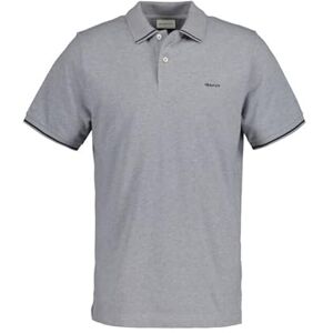GANT Herren Tipping SS Pique Rugger Polohemd, Grey Melange, M GANT Herren Tipping SS Pique Rugger Polohemd, Grey Melange, M