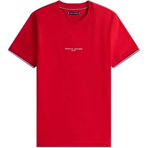 Tommy Hilfiger Herren T-Shirt Kurzarm Logo Tipped Rundhalsausschnitt, Rot (Medium Red), L Tommy Hilfiger Herren T-Shirt Kurzarm Logo Tipped Rundhalsausschnitt, Rot (Medium Red), L