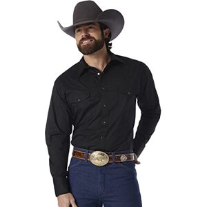 Wrangler Herren-Arbeitshemd mit Cowboy-Schnitt, langärmelig, mit Schnappverschluss, festes Finish, schwarz, 3X Wrangler Herren-Arbeitshemd mit Cowboy-Schnitt, langärmelig, mit Schnappverschluss, festes Finish, schwarz, 3X