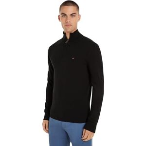 Tommy Hilfiger Herren Pullover mit Reißverschluss Essential Cotton Mock Halbzip, Schwarz (Black), L Tommy Hilfiger Herren Pullover mit Reißverschluss Essential Cotton Mock Halbzip, Schwarz (Black), L
