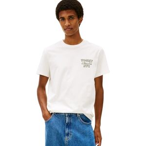 Tommy Jeans Herren T-Shirt Kurzarm Slim Entry mit Rundhalsausschnitt, Weiß (Ecru), M Tommy Jeans Herren T-Shirt Kurzarm Slim Entry mit Rundhalsausschnitt, Weiß (Ecru), M