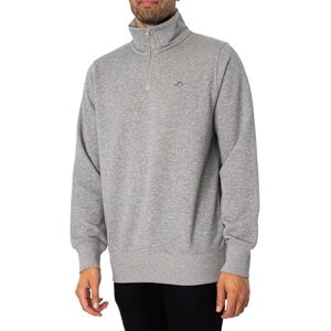 GANT Herren Reg Shield Half Zip Sweatshirt, Grey Melange, M EU GANT Herren Reg Shield Half Zip Sweatshirt, Grey Melange, M EU