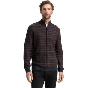 TOM TAILOR Herren1048711 Strickjacke mit Reißverschluss, 39195 Dark Brown Navy Stripe, XL TOM TAILOR Herren1048711 Strickjacke mit Reißverschluss, 39195 Dark Brown Navy Stripe, XL