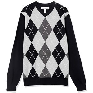 Amazon Essentials Herren V-Ausschnitt Pullover aus Baumwolle, Normale Passform, Schwarz Rauten, L Amazon Essentials Herren V-Ausschnitt Pullover aus Baumwolle, Normale Passform, Schwarz Rauten, L