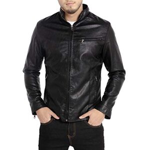 WULFUL Herren Stehkragen Lederjacke Motorrad Leichte Kunstleder Oberbekleidung, schwarz, S WULFUL Herren Stehkragen Lederjacke Motorrad Leichte Kunstleder Oberbekleidung, schwarz, S
