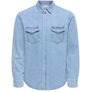 Only & Sons Herren Freizeit Hemd ONSBANE Denim -Regular Fit XS S M L XL XXL Blau, Größe:XXL, Farbe:Medium Blue Denim 22023247 Only & Sons Herren Freizeit Hemd ONSBANE Denim -Regular Fit XS S M L XL XXL Blau, Größe:XXL, Farbe:Medium Blue Denim 22023247
