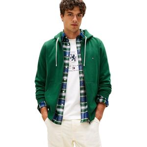 Tommy Hilfiger Herren Hoodie mit Reißverschluss Essential Fleece Zip Through mit Taschen, Grün (Ornamental Green), XS Tommy Hilfiger Herren Hoodie mit Reißverschluss Essential Fleece Zip Through mit Taschen, Grün (Ornamental Green), XS