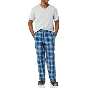 Amazon Essentials Herren Schlafanzug Hose aus Baumwollpopeline T-Shirt aus Baumwolljersey, Grau Meliert/Marineblau Karomuster, XL Amazon Essentials Herren Schlafanzug Hose aus Baumwollpopeline T-Shirt aus Baumwolljersey, Grau Meliert/Marineblau Karomuster, XL