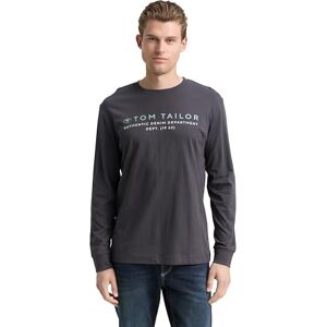TOM TAILOR Herren 1047769 Langarmshirt Mit Logo-Print, 10899 Tarmac Grey, XL EU TOM TAILOR Herren 1047769 Langarmshirt Mit Logo-Print, 10899 Tarmac Grey, XL EU