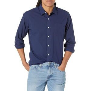Amazon Essentials Herren Langärmeliges Business Hemd aus Popeline, Normale Passform, Navy, M Amazon Essentials Herren Langärmeliges Business Hemd aus Popeline, Normale Passform, Navy, M