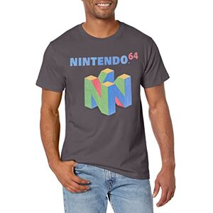 Nintendo Herren N64 Logo Kurzarm T-Shirt, Dunkelgrau, L Nintendo Herren N64 Logo Kurzarm T-Shirt, Dunkelgrau, L
