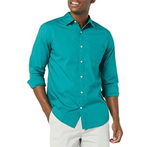 Amazon Essentials Herren Langärmeliges Hemd Aus Stretch-Popeline Mit Schlanker Passform, Grünblau, M Amazon Essentials Herren Langärmeliges Hemd Aus Stretch-Popeline Mit Schlanker Passform, Grünblau, M