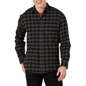 Amazon Essentials Herren Langarmhemd aus Flanell (in Übergröße erhältlich), Dunkelgrau Buffalokaros, L Amazon Essentials Herren Langarmhemd aus Flanell (in Übergröße erhältlich), Dunkelgrau Buffalokaros, L