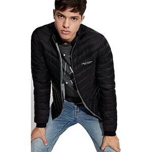 Giorgio Armani Men's Quilted Down Milano/New York Logo Zip-up Jacket,Grey, Large Giorgio Armani Men's Quilted Down Milano/New York Logo Zip-up Jacket,Grey, Large