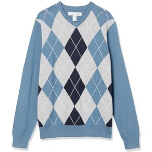 Amazon Essentials Herren V-Ausschnitt Pullover aus Baumwolle, Normale Passform, Blau Rauten, XL Amazon Essentials Herren V-Ausschnitt Pullover aus Baumwolle, Normale Passform, Blau Rauten, XL