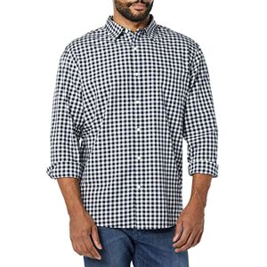 Amazon Essentials Herren Langärmeliges Business Hemd aus Popeline Normale Passform, Marineblau Weiß Vichy-Muster, L Amazon Essentials Herren Langärmeliges Business Hemd aus Popeline Normale Passform, Marineblau Weiß Vichy-Muster, L