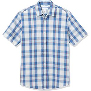 Amazon Essentials Herren Kurzärmeliges Hemd aus Popeline, Normale Passform, Blau Kariert, XL Amazon Essentials Herren Kurzärmeliges Hemd aus Popeline, Normale Passform, Blau Kariert, XL