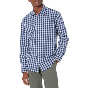 Amazon Essentials Herren Langärmeliges Business Hemd aus Popeline, Normale Passform, Blau Grau Karomuster, L Amazon Essentials Herren Langärmeliges Business Hemd aus Popeline, Normale Passform, Blau Grau Karomuster, L