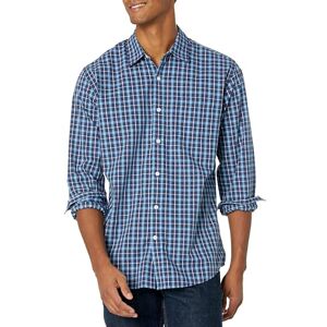 Amazon Essentials Herren Langärmeliges Business Hemd aus Popeline, Normale Passform, Blau Karomuster, L Amazon Essentials Herren Langärmeliges Business Hemd aus Popeline, Normale Passform, Blau Karomuster, L
