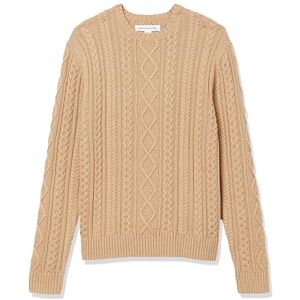 Amazon Essentials Herren Pullover mit Langen Ärmeln und Rundhalsausschnitt aus 100% Baumwolle mit Zopfmuster, Kamelbraun, S Amazon Essentials Herren Pullover mit Langen Ärmeln und Rundhalsausschnitt aus 100% Baumwolle mit Zopfmuster, Kamelbraun, S