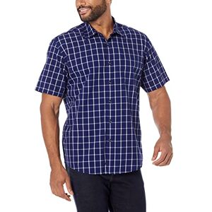 Amazon Essentials Herren Kurzärmeliges Hemd aus Popeline, Normale Passform, Marineblau Fensterkaros, M Amazon Essentials Herren Kurzärmeliges Hemd aus Popeline, Normale Passform, Marineblau Fensterkaros, M