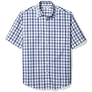Amazon Essentials Herren Kurzärmeliges Hemd aus Popeline, Normale Passform, Dunkelblau Weiß Karomuster, XL Amazon Essentials Herren Kurzärmeliges Hemd aus Popeline, Normale Passform, Dunkelblau Weiß Karomuster, XL