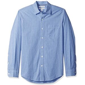 Amazon Essentials Herren Langärmeliges Business Hemd aus Popeline Schmale Passform, Blau Vichy-muster, L Amazon Essentials Herren Langärmeliges Business Hemd aus Popeline Schmale Passform, Blau Vichy-muster, L