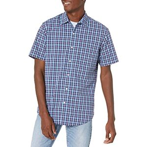 Amazon Essentials Herren Kurzärmeliges Hemd aus Popeline, Normale Passform, Marineblau Karomuster, M Amazon Essentials Herren Kurzärmeliges Hemd aus Popeline, Normale Passform, Marineblau Karomuster, M