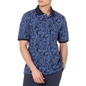 Amazon Essentials Herren-Poloshirt aus Baumwollpiqué, Normale Passform (erhältlich in Big & Tall), Indigo-Palmblatt-Druck, Größe S Amazon Essentials Herren-Poloshirt aus Baumwollpiqué, Normale Passform (erhältlich in Big & Tall), Indigo-Palmblatt-Druck, Größe S
