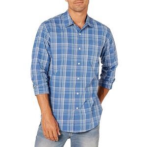 Amazon Essentials Herren Langärmeliges Business Hemd aus Popeline, Normale Passform, Aquablau Karomuster, L Amazon Essentials Herren Langärmeliges Business Hemd aus Popeline, Normale Passform, Aquablau Karomuster, L