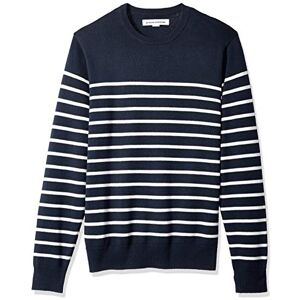 Amazon Essentials Herren Langärmliger Pullover Mit Rundhalsausschnitt, 100% Baumwolle, Erhältlich In Groß Und Schwer, Dunkles Marineblau Weiß Streifen, L Amazon Essentials Herren Langärmliger Pullover Mit Rundhalsausschnitt, 100% Baumwolle, Erhältlich In Groß Und Schwer, Dunkles Marineblau Weiß Streifen, L
