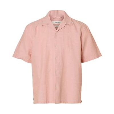 SELECTED MEN Herren Slhrlxclay Linenblend Ss Shirt Res Noos, Rose Dawn, L SELECTED MEN Herren Slhrlxclay Linenblend Ss Shirt Res Noos, Rose Dawn, L