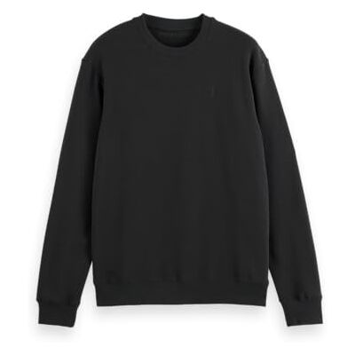 Scotch & Soda Herren Essential Badge Logo Crewneck Sweatshirt, Black, M Scotch & Soda Herren Essential Badge Logo Crewneck Sweatshirt, Black, M