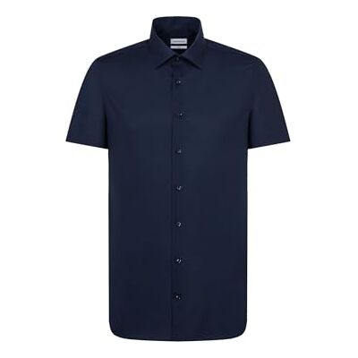 Seidensticker Herren Slim Bügelfrei Kent Kurzarm Stretch Businesshemd, Blau (Dunkelblau 19) Light, 41 EU Seidensticker Herren Slim Bügelfrei Kent Kurzarm Stretch Businesshemd, Blau (Dunkelblau 19) Light, 41 EU