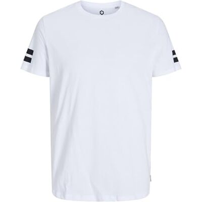 JACK & JONES Herren Jcoboro Tee Crew Neck T Shirt, Weiß, L EU JACK & JONES Herren Jcoboro Tee Crew Neck T Shirt, Weiß, L EU