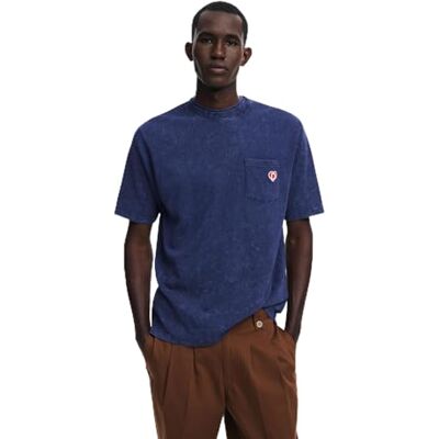 Desigual Herren Man Knit Short Sleeve T-Shirt, Blau, XL EU Desigual Herren Man Knit Short Sleeve T-Shirt, Blau, XL EU