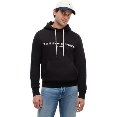 Tommy Hilfiger Herren Hoodie Core Tommy Logo mit Kapuze, Schwarz (Jet Black), M Tommy Hilfiger Herren Hoodie Core Tommy Logo mit Kapuze, Schwarz (Jet Black), M