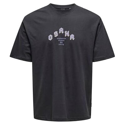 Only & Sons Herren Male T-Shirt Onskeane RLX Ss Print Tee Noos, Schwarz, S EU Only & Sons Herren Male T-Shirt Onskeane RLX Ss Print Tee Noos, Schwarz, S EU
