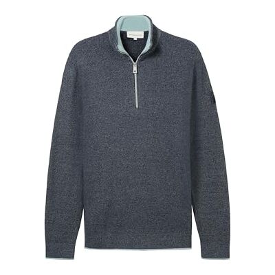 TOM TAILOR Herren Basic Pullover mit Troyer-Kragen,36089 Navy Blue Multicolor, XXL TOM TAILOR Herren Basic Pullover mit Troyer-Kragen,36089 Navy Blue Multicolor, XXL
