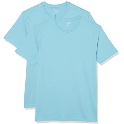 Amazon Essentials Herren T-Shirt mit kurzen Ärmeln und Rundhalsausschnitt in schmaler Passform, 2er-Pack, Hellblau, XS Amazon Essentials Herren T-Shirt mit kurzen Ärmeln und Rundhalsausschnitt in schmaler Passform, 2er-Pack, Hellblau, XS
