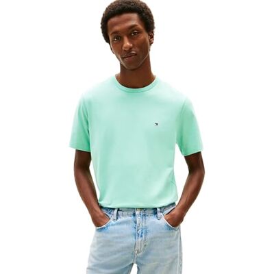 Tommy Hilfiger Herren T-Shirt Kurzarm Seasonal Solid Tee mit Rundhalsausschnitt, Türkis (Arctic Aqua), XXL Tommy Hilfiger Herren T-Shirt Kurzarm Seasonal Solid Tee mit Rundhalsausschnitt, Türkis (Arctic Aqua), XXL