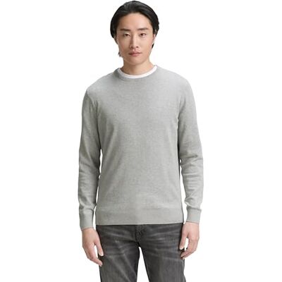 TOM TAILOR Herren 1039810 Pullover, 14427 Light Soft Grey Melange, S EU TOM TAILOR Herren 1039810 Pullover, 14427 Light Soft Grey Melange, S EU